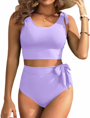 Two Piece High Waisted Swimsuits - Women Tummy Control Bikini Modest Bathing Suit 2PC 2025