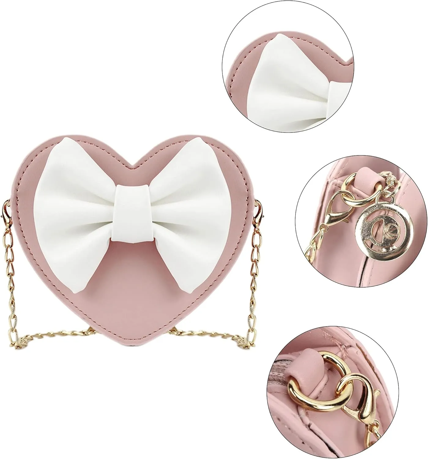 U Scinan Women Cute Bowknot Heart Shape Shoulder Bag Crossbody Handbags Coin Change Purse