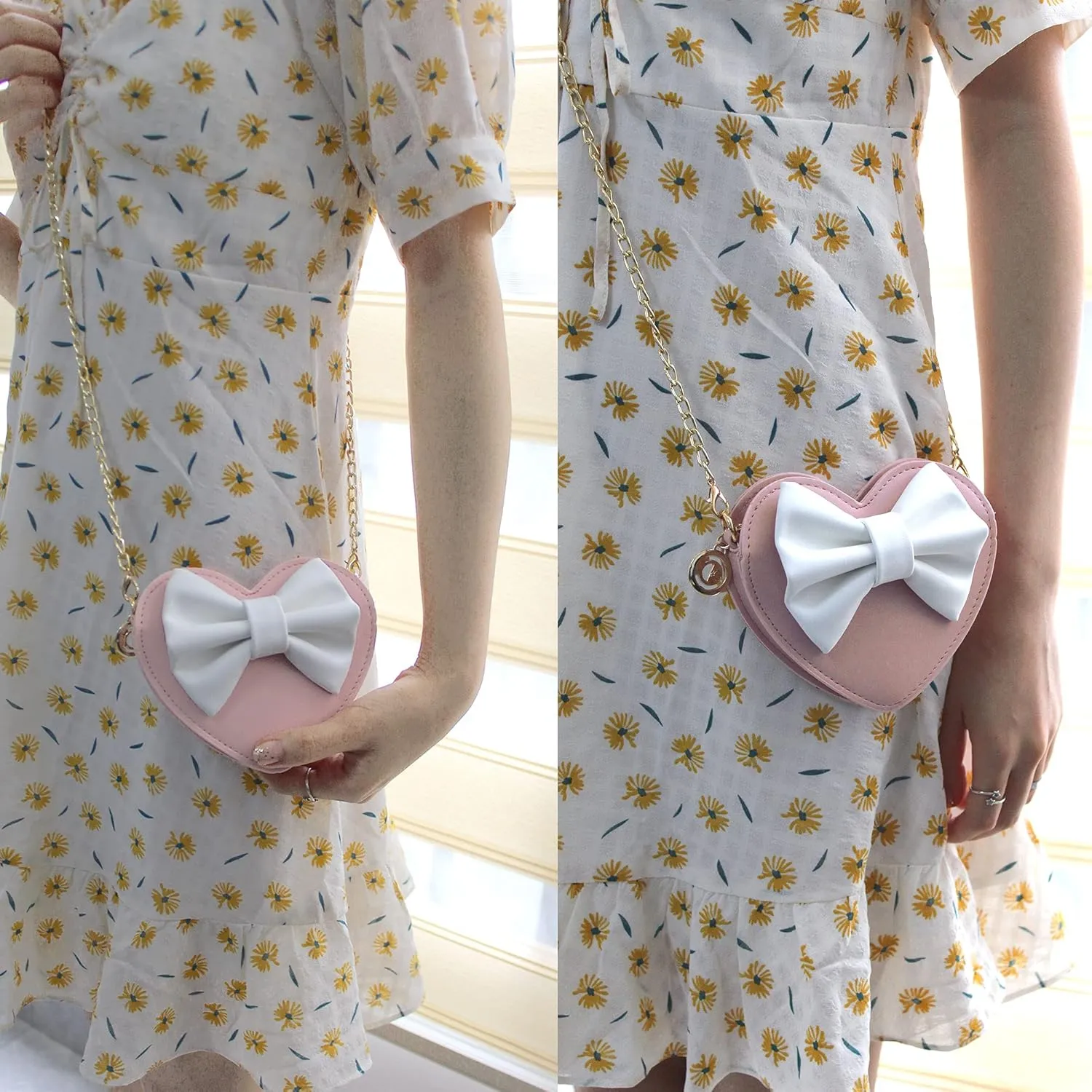 U Scinan Women Cute Bowknot Heart Shape Shoulder Bag Crossbody Handbags Coin Change Purse