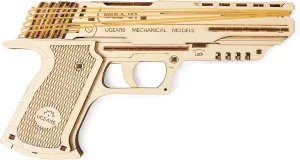 UGEARS Wolf-01 Handgun Wooden Mechanical 3D Brainteaser Best Gift Puzzle for Adults and Teens