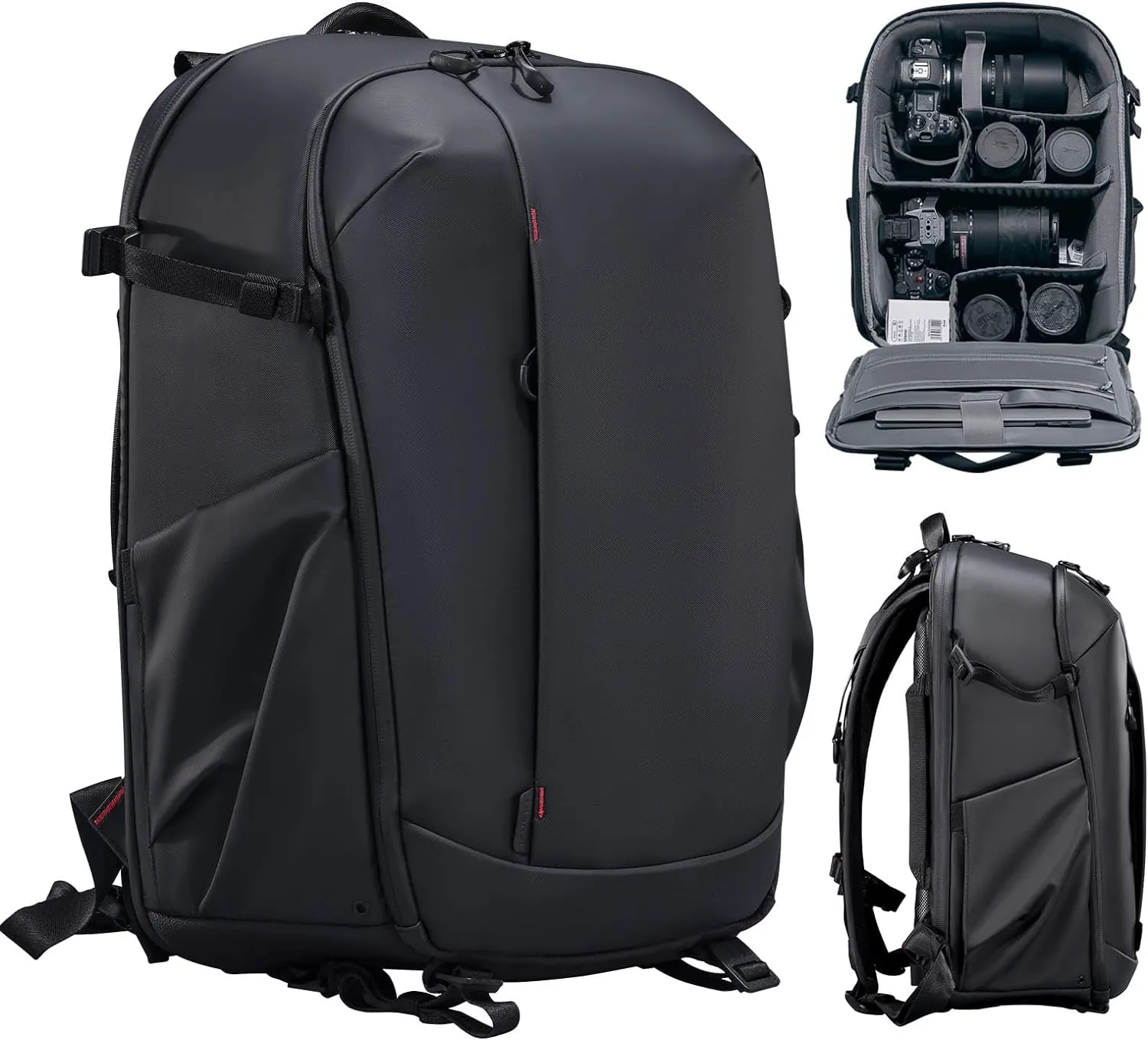 ULANZI Camera Backpack Professional Bag, Water-Resistant Photography Camera Case Anti Theft Travel for Photographers DSLR Mirrorless Camera Lens Tripod Holder 16" Laptop Black 22L