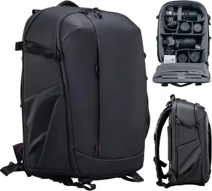 ULANZI Camera Backpack Professional Bag, Water-Resistant Photography Camera Case Anti Theft Travel for Photographers DSLR Mirrorless Camera Lens Tripod Holder 16" Laptop Black 22L