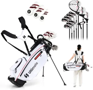 ULTIMATE Women's Complete Golf Clubs Set w/Stand Bag, 460CC #1 Driver, #3 Fairway, Hybrid, #5#6#7#8#9#P #S Irons, Putter & Headcovers, Womens Golf Clubs Full Set - Right Handed