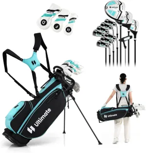 ULTIMATE Women's Complete Golf Clubs Set w/Stand Bag, 460CC #1 Driver, #3 Fairway, Hybrid, #5#6#7#8#9#P #S Irons, Putter & Headcovers, Womens Golf Clubs Full Set - Right Handed