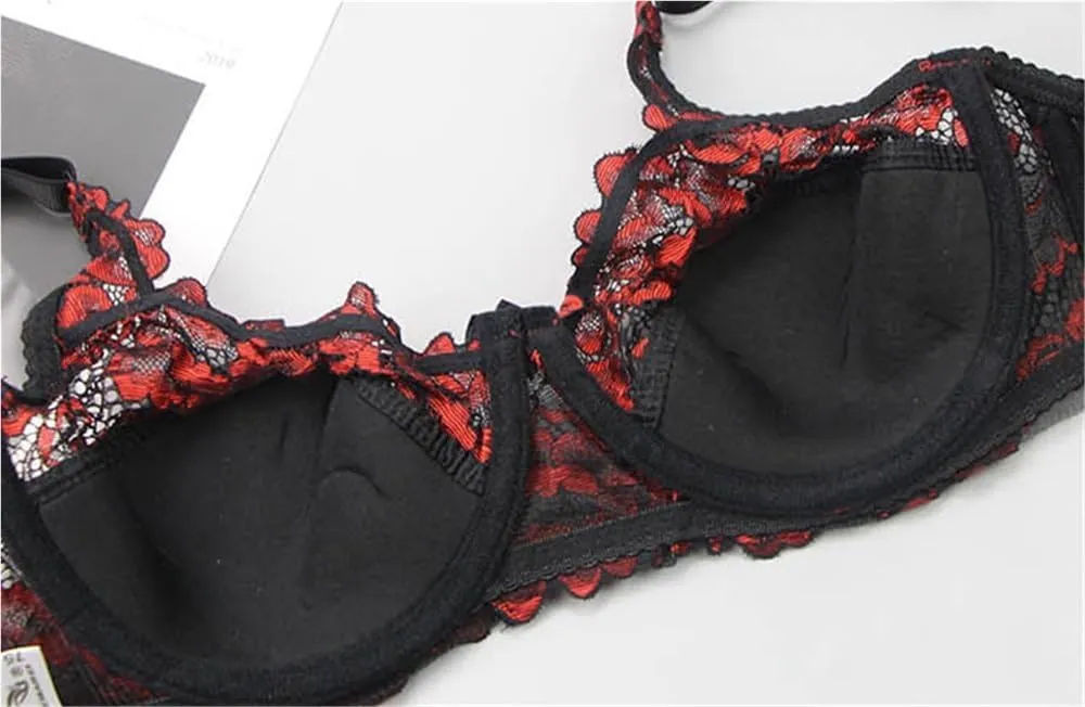 Ultra-Thin Cup Sexy Lace Bra for Women Soft Underwire Support Comfort Everyday Bras Push Up and Anti-Sagging Bralette