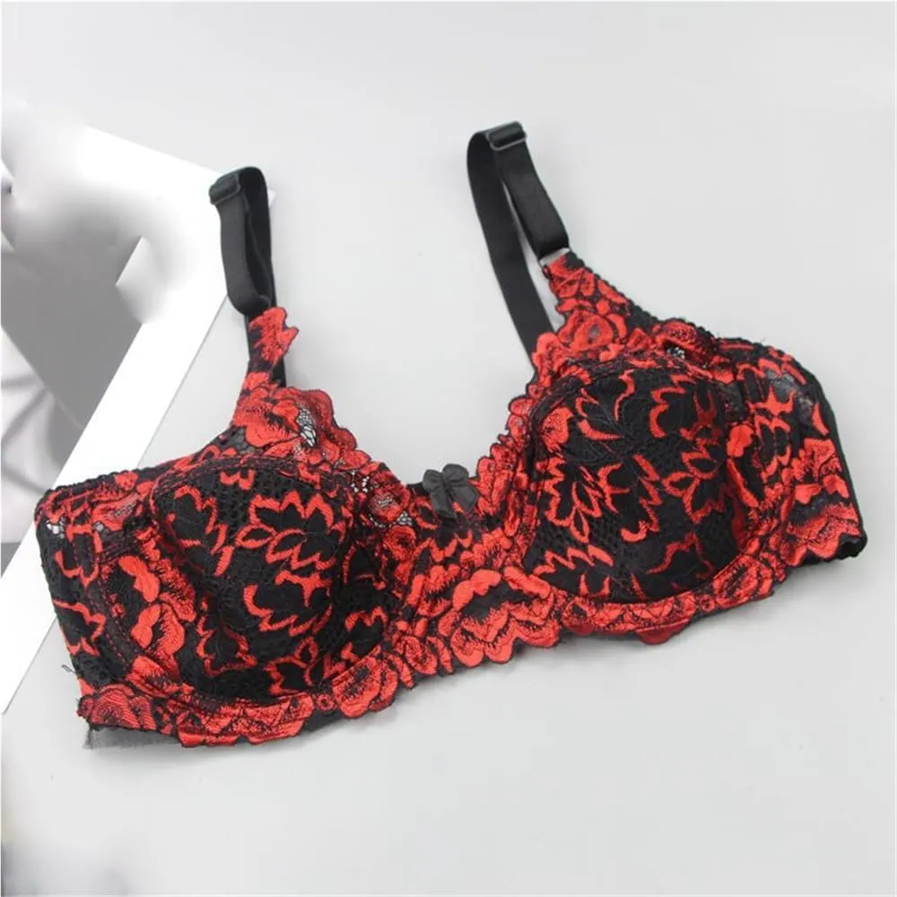 Ultra-Thin Cup Sexy Lace Bra for Women Soft Underwire Support Comfort Everyday Bras Push Up and Anti-Sagging Bralette