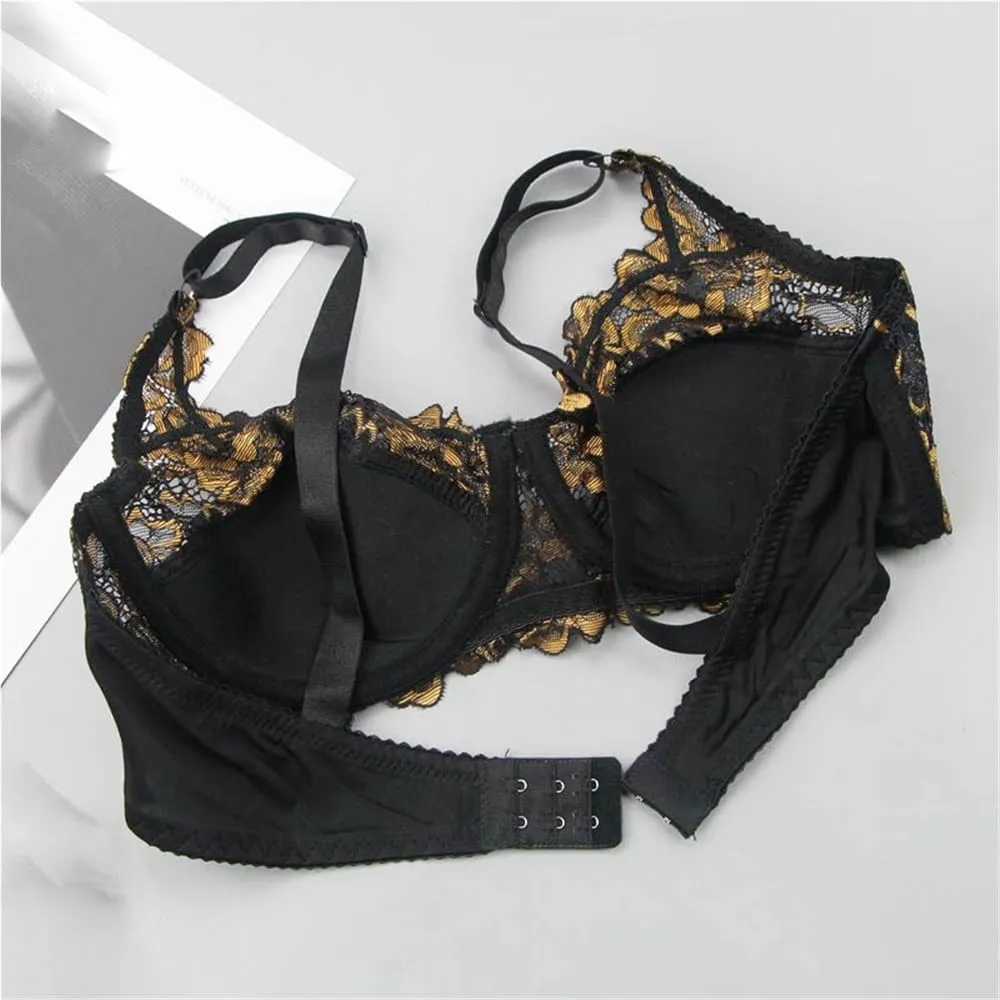 Ultra-Thin Cup Sexy Lace Bra for Women Soft Underwire Support Comfort Everyday Bras Push Up and Anti-Sagging Bralette
