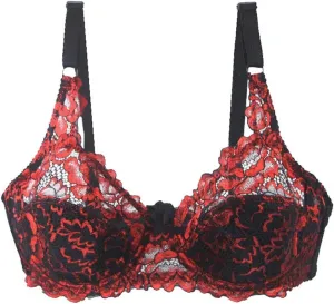 Ultra-Thin Cup Sexy Lace Bra for Women Soft Underwire Support Comfort Everyday Bras Push Up and Anti-Sagging Bralette