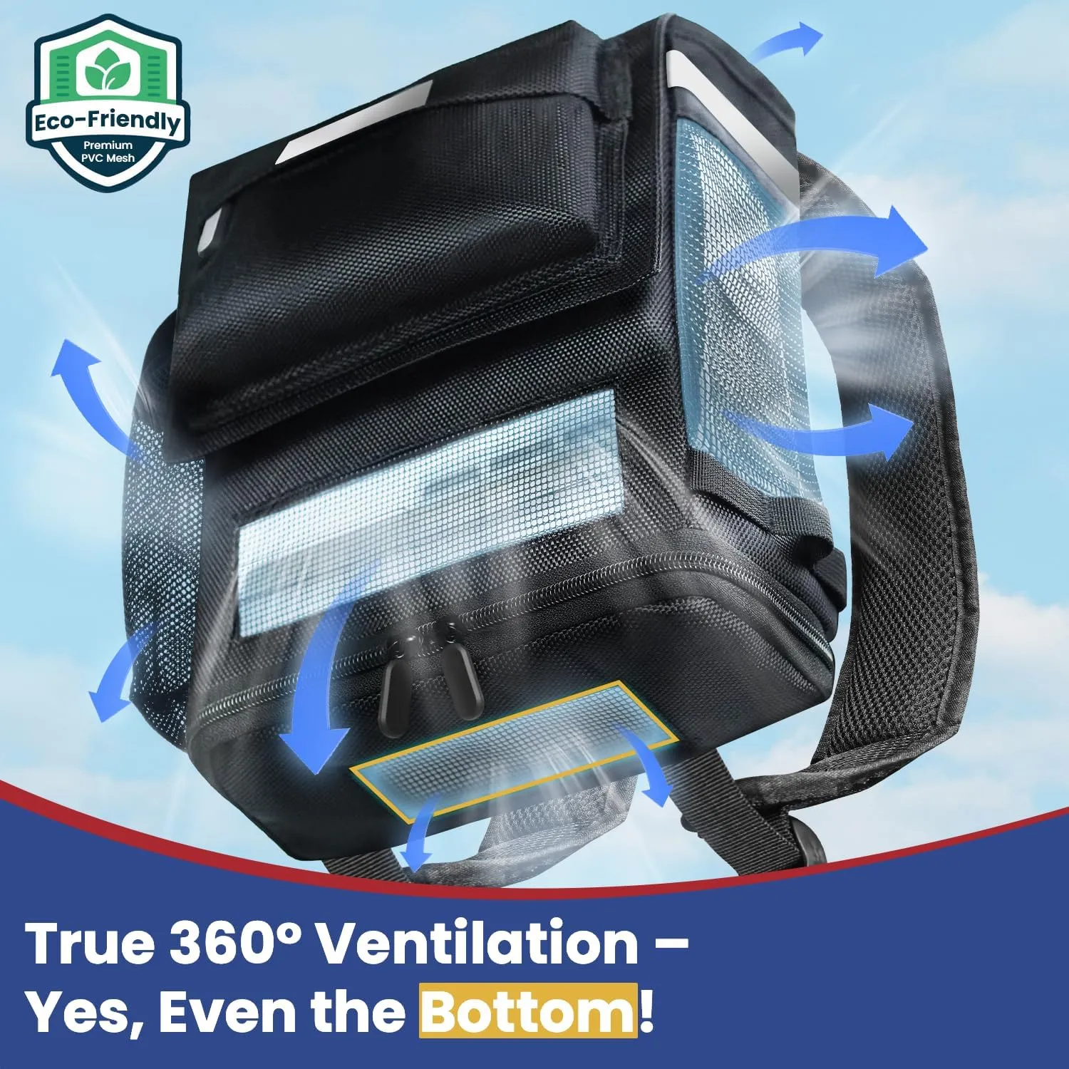 Ultralight and Rugged 360 Ventilated Backpack for Inogen One G5/Rove 6/OxyGo Next Portable Oxygen Concentrator - 1680D Fabric, Reflective Safety Straps, Trolley Sleeve