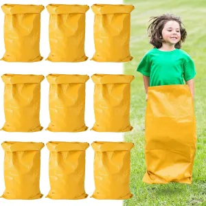 UNIFAMILY10pcs Potato Sack Race Bags for Kids and Adults, 40 x 24 IN Outdoor Lawn Games Bags, Race Bag for Family, Outdoor Lawn Sport Games for Adults and Kids, Carnival Easter Party Birthday (Yellow)