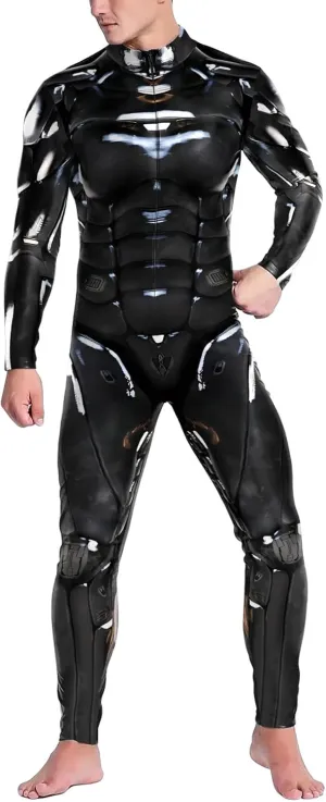 Unisex Mechanical Robot Skeleton 3D print Skinny Jumspsuit Outfits Halloween Costume Bodysuit