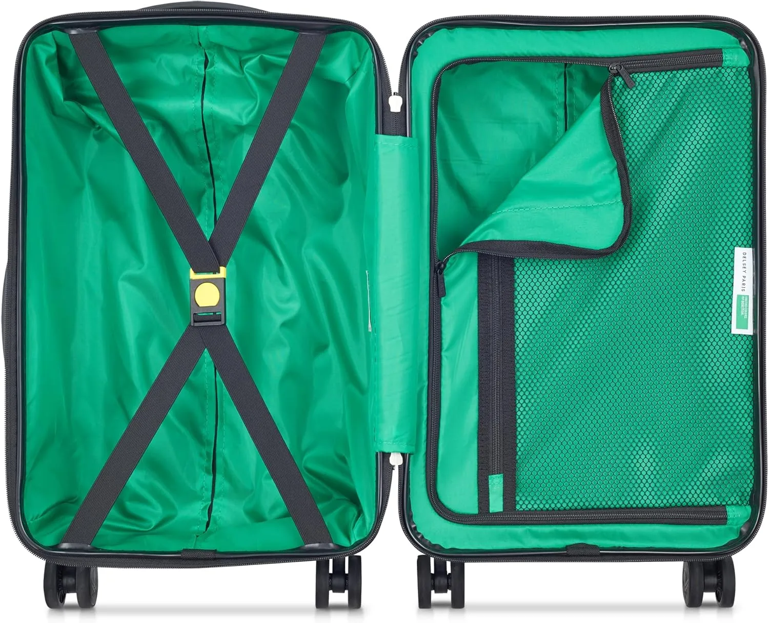 United Colors of Benetton Now Hardside Luggage with Spinner Wheels, Green, Carry-On 19 Inch