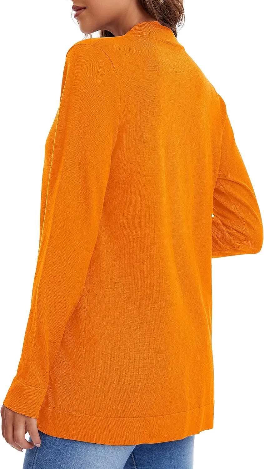 Urban CoCo Women's Long Sleeve Knit Sweater Cardigans Curved Hem Open Front with Pockets