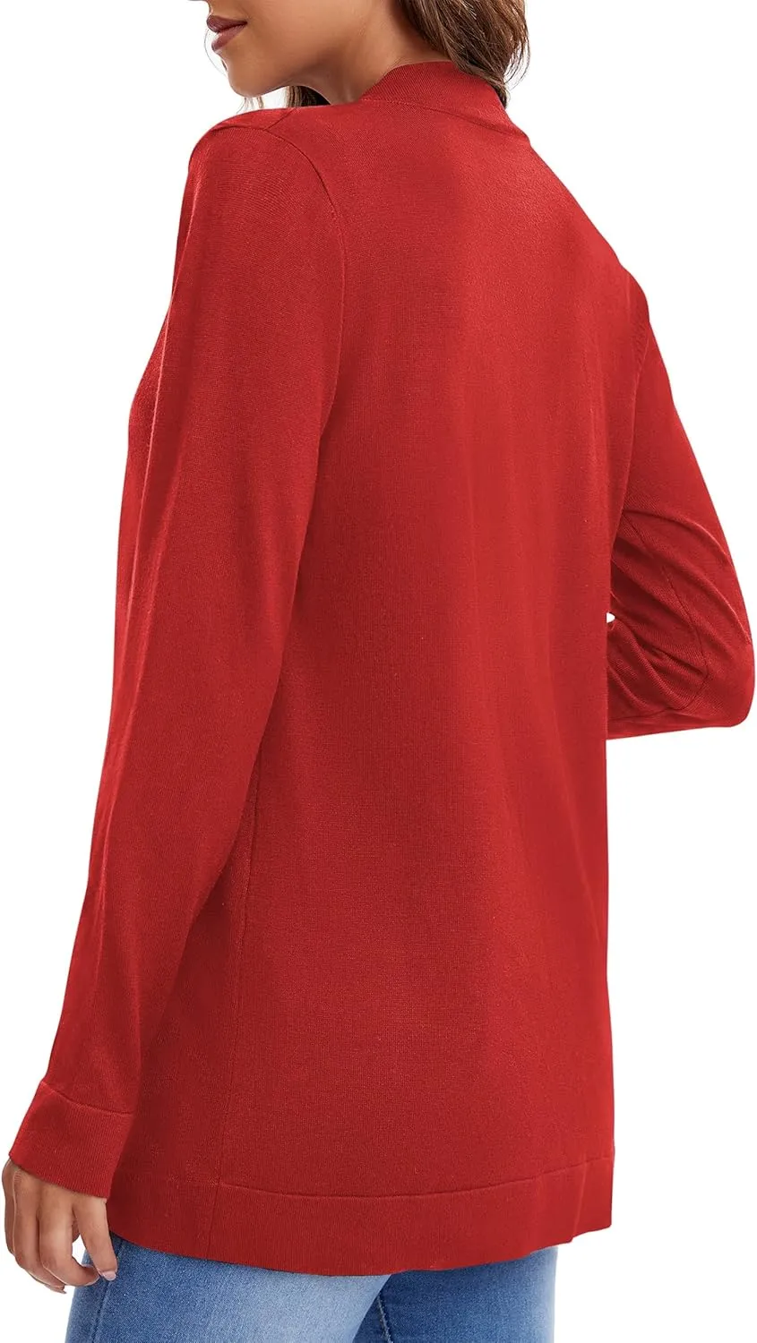 Urban CoCo Women's Long Sleeve Knit Sweater Cardigans Curved Hem Open Front with Pockets