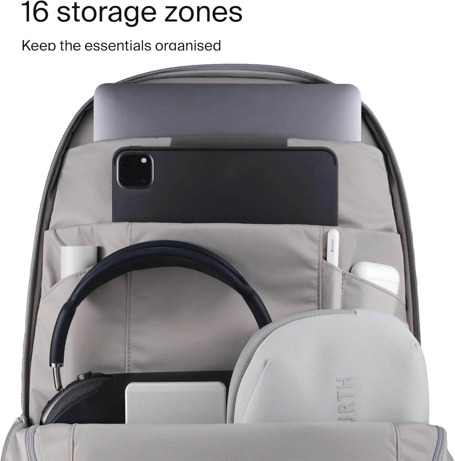 Urth Arkose 20L Modular Backpack   3.7L Camera Insert - Water Resistant, Anti-Theft, Recycled Bag for DSLR/SLR/Mirrorless, 13-16 Inch Laptop in Ash Grey
