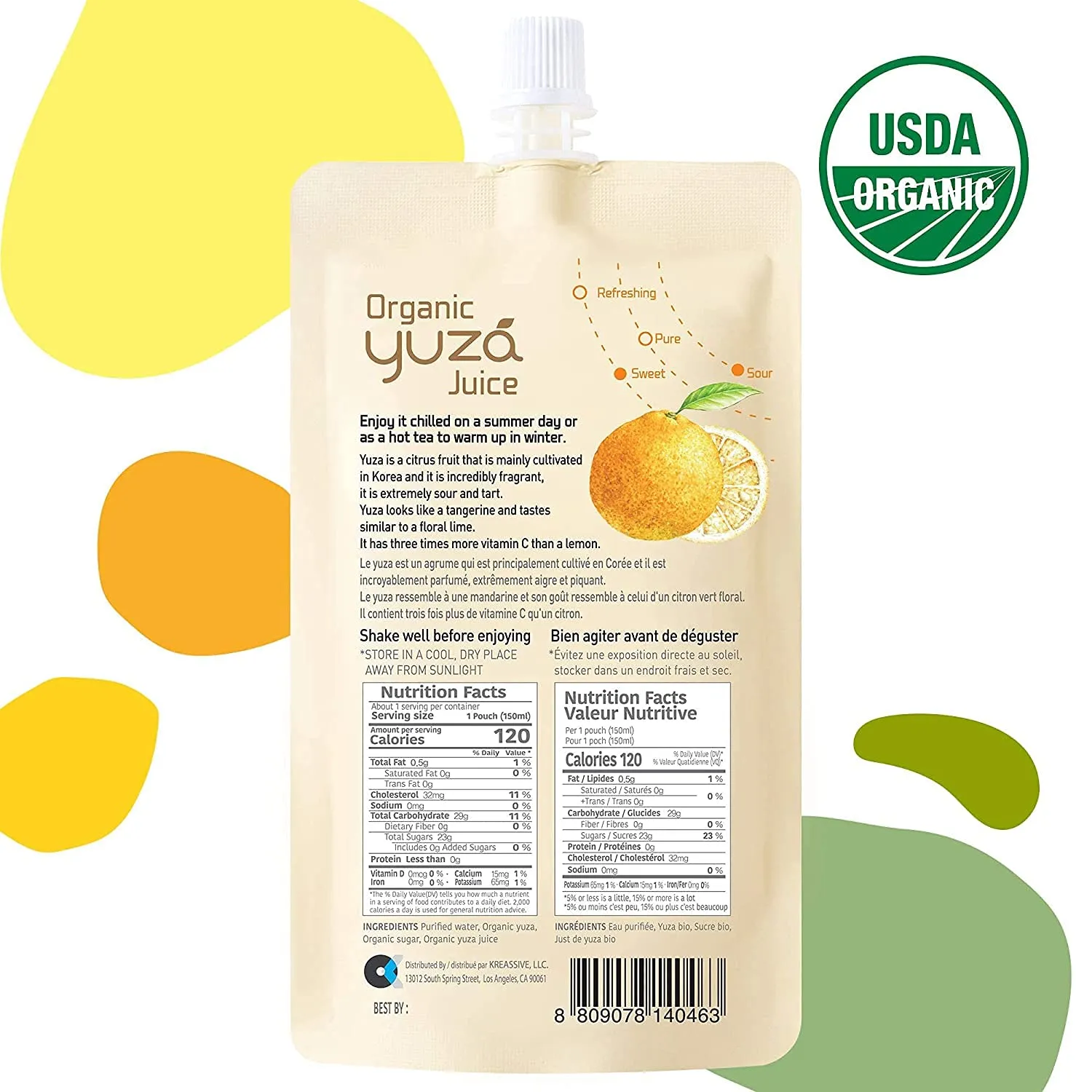 USDA Organic Yuzu Citron Juice 50oz [ 10 Pouches ] Ready to Drink, ON-THE-GO Vegan Kids Juice, Yuzu Beverage Rich in Vitamin C, Korean Honey Citron Tea by [Korean Drink]