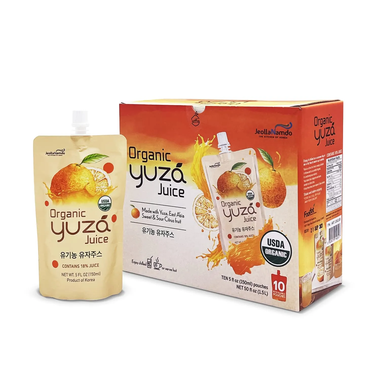USDA Organic Yuzu Citron Juice 50oz [ 10 Pouches ] Ready to Drink, ON-THE-GO Vegan Kids Juice, Yuzu Beverage Rich in Vitamin C, Korean Honey Citron Tea by [Korean Drink]