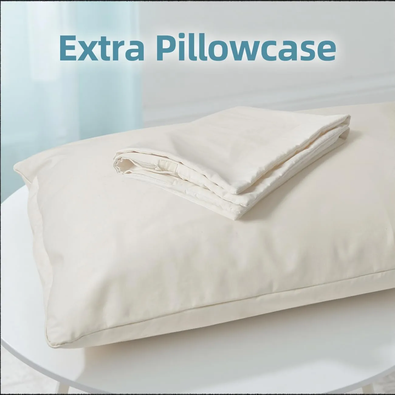 USlixury Buckwheat Pillow 15"X19" with Organic Pillowcase- Adjustable Height and Firmness, Organic and Machine Washable Cover, Firm Neck Support for Back/Side/Stomach Sleepers, Beige