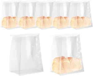 uxcell 25Pcs Bread Bags for Homemade Bread, 4.7x8.7x6.7 Inches Clear Bakery Bags with Iron Tie Tab Lock Loaf Gift Bags with Baked Foods Packaging