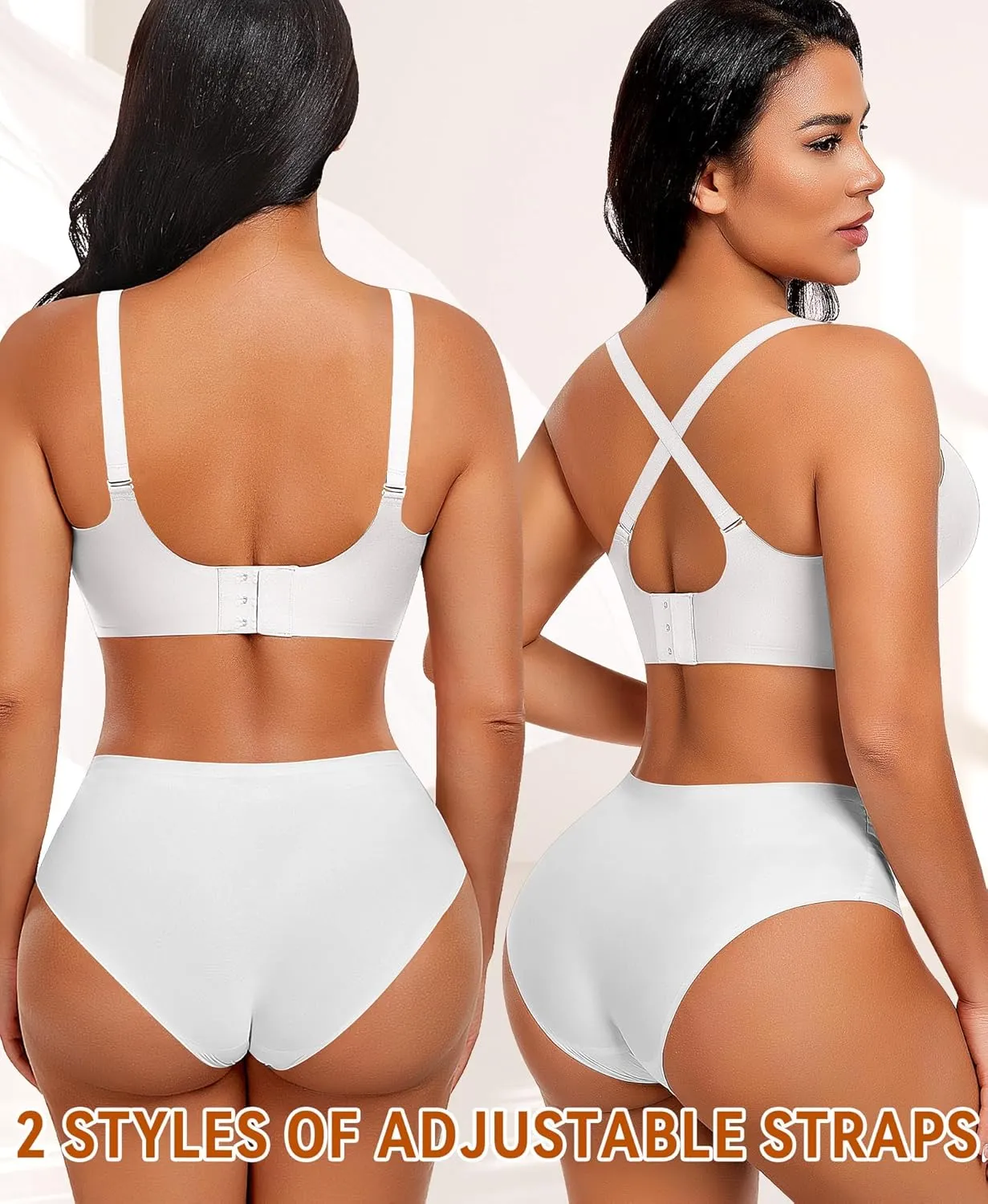 V Neck Wireless Bras for Women No Underwire Seamless Bra Full Coverage No Wire Tshirt Bras