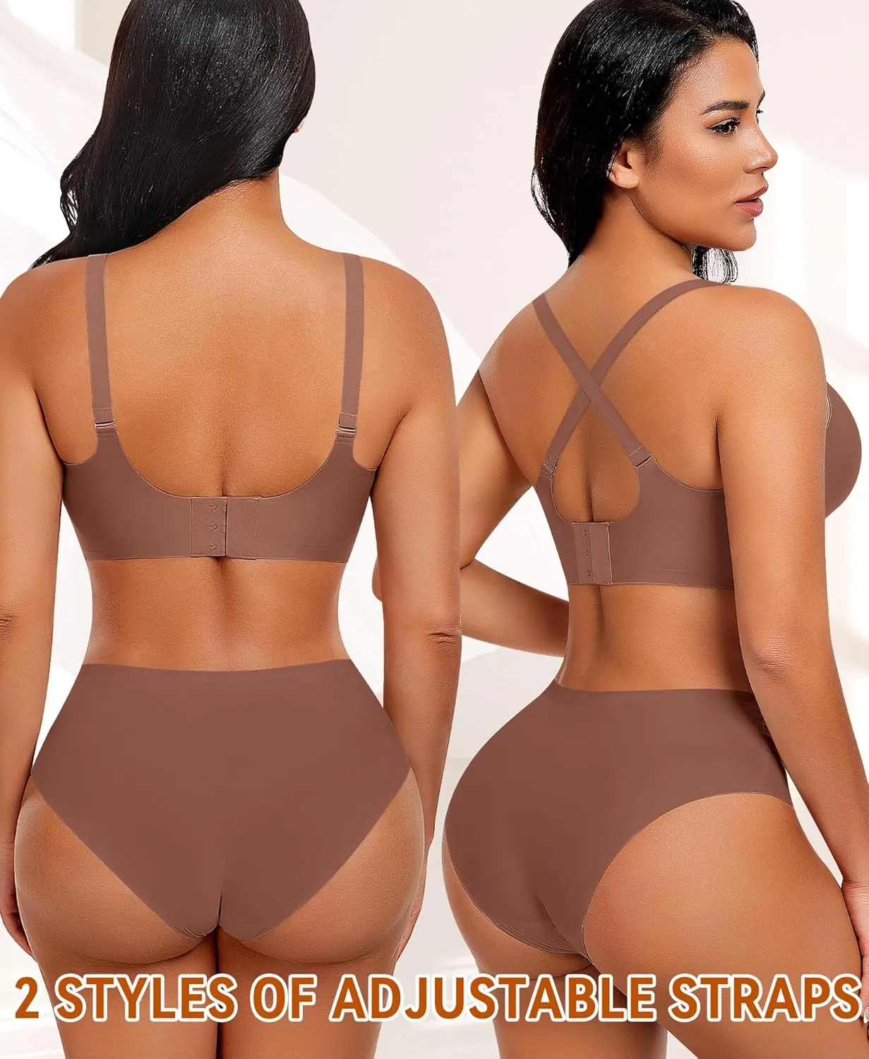 V Neck Wireless Bras for Women No Underwire Seamless Bra Full Coverage No Wire Tshirt Bras