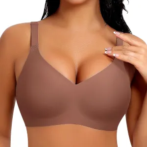 V Neck Wireless Bras for Women No Underwire Seamless Bra Full Coverage No Wire Tshirt Bras