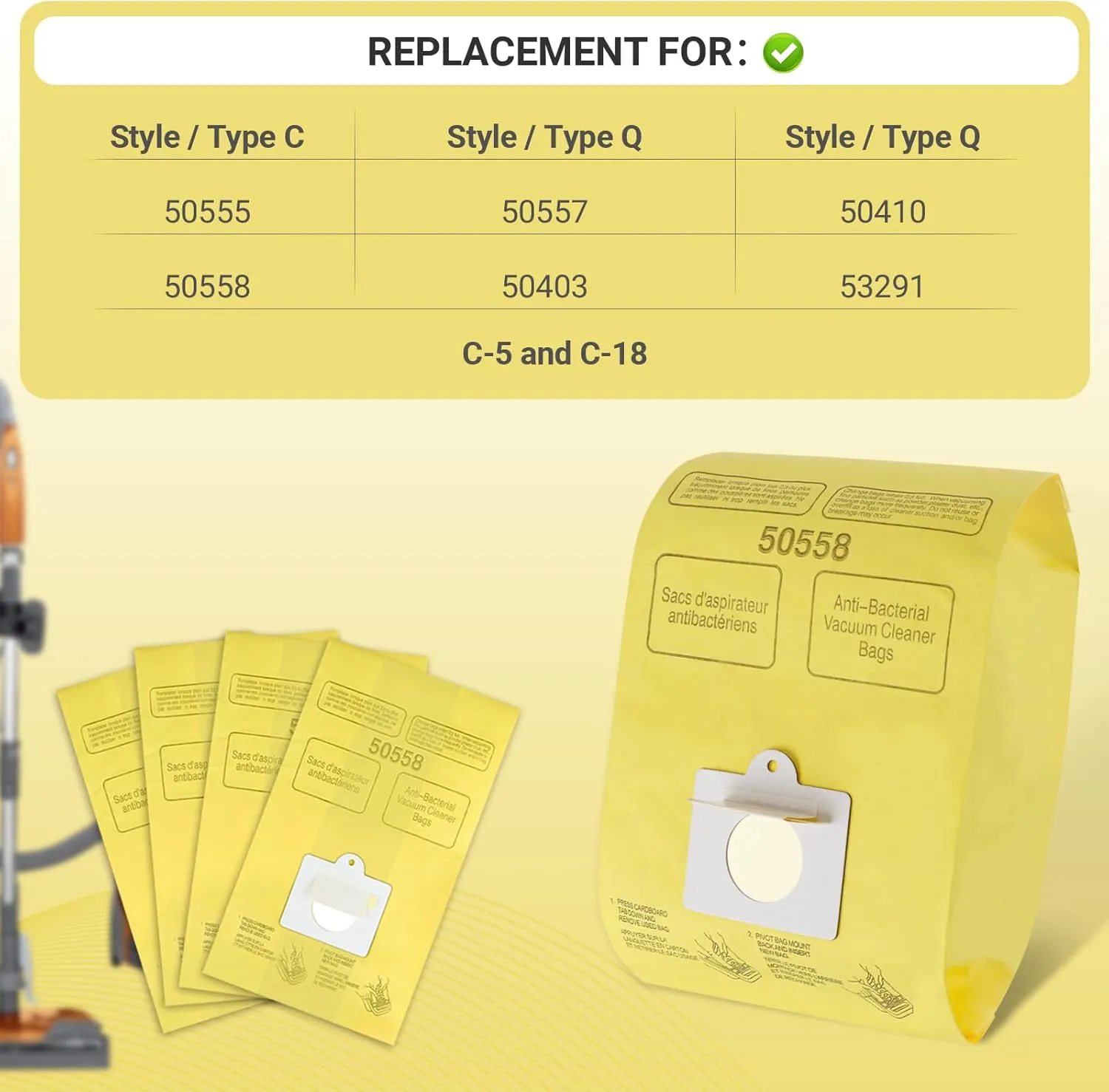 Vacuum Cleaner Bags Fit for Kenmore Canister Type C/Q 50555 50557 50558 and Type C-5, 10PCs By Improvedhand