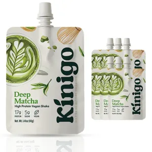 vegan high protein powder for meal replacement shake with Korean drinks flavor misugaru, matcha, and chocolate - great for plant protein shakes, breakfast drink 7 POUCHES (Deep Matcha)