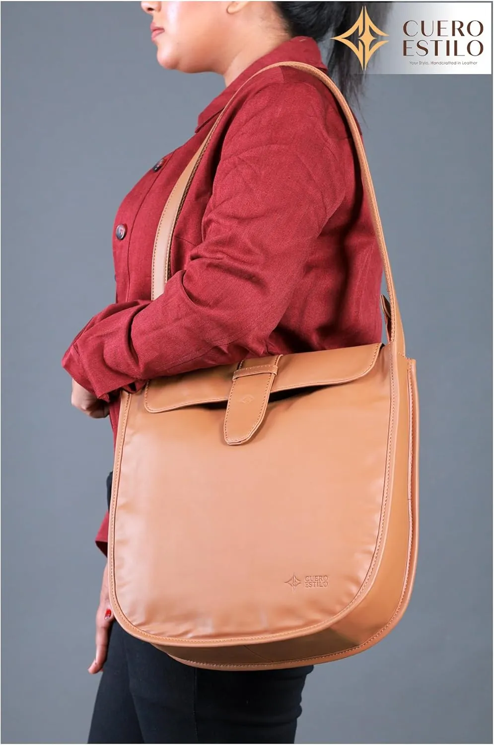 Vegan Leather Satchel for Women - Stylish & Lightweight HANDBAG with Flap Closure, Water-Resistant.