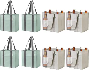 VENO 8 Pack Large and Small Reusable Grocery Shopping Bags (4 Pack Large Grocery Bags with Pockets   4 Pack Small Grocery Bags)