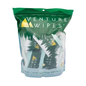 Venture Wipes Tea Tree Oil Body Wipes - Adventure Wipes for Adults - Biodegradable Cleansing Wipes with Aloe and Vitamin E - Camping Essentials - Individually Wrapped Body Wipes - 25 Count Bag