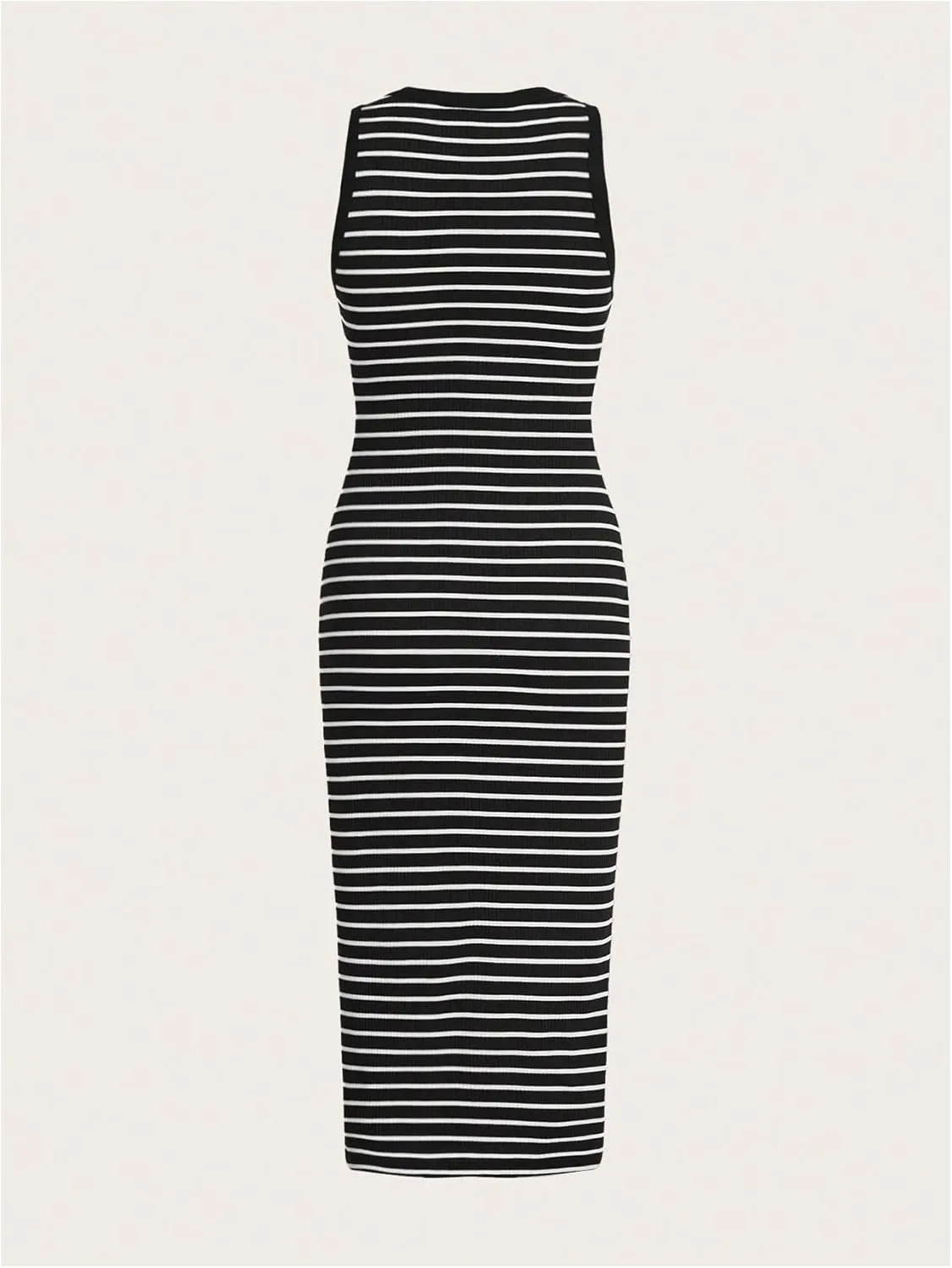 Verdusa Women's Striped Casual Dresses Sleeveless High Waist Bodycon Maxi Dress