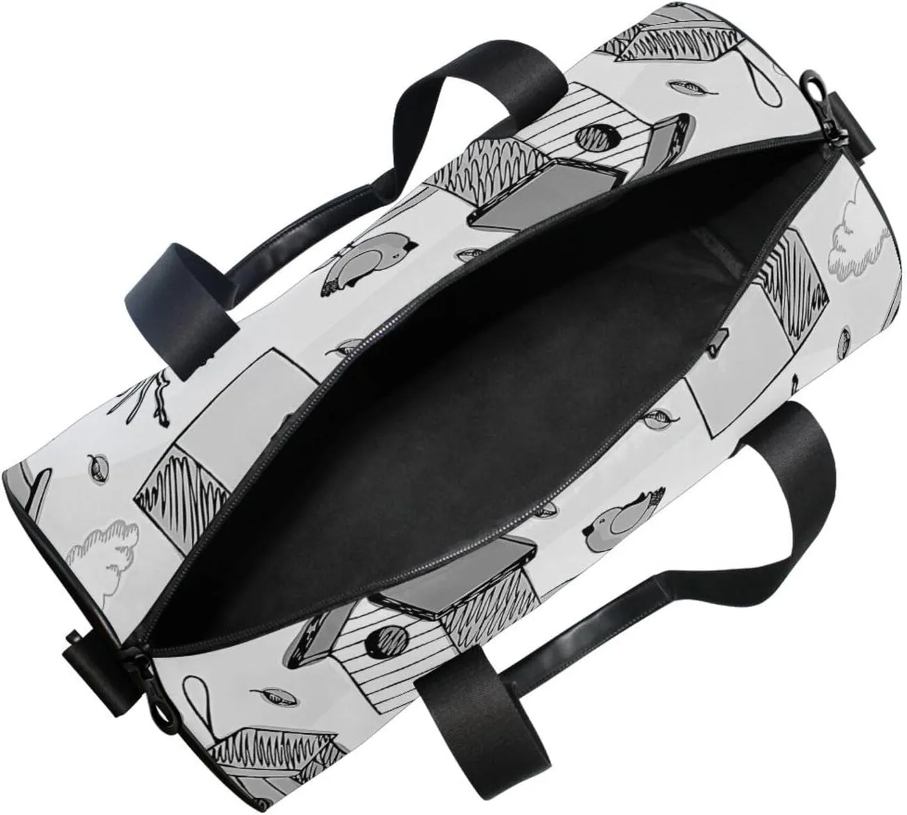 Vintage Birds and Starling Houses Tree Branches Blue Sky Portable Gym Bag, Travel Bag, Luggage bag, Sports Bag, Toiletry Bag with Handles, Detachable Shoulder Strap 17.6 x 9 x 9 inch