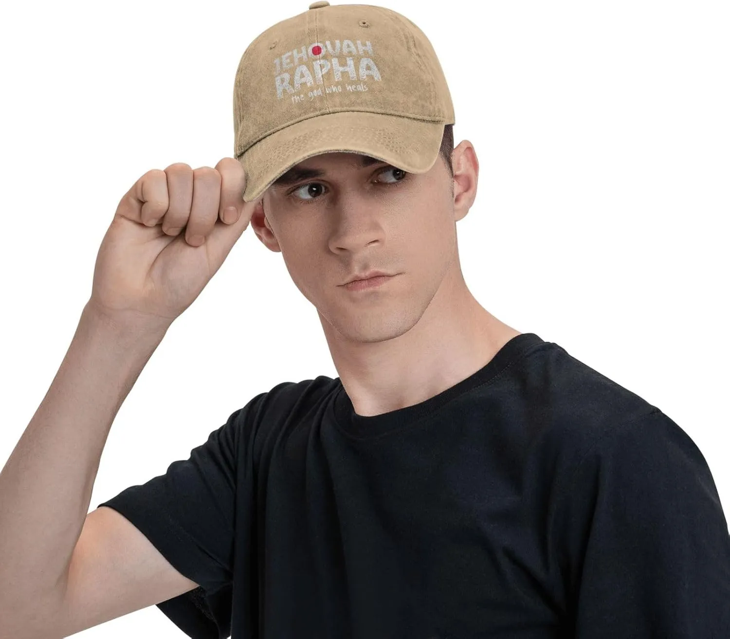 Vintage Jehovah Rapha The god who Heals Washed Cotton Baseball Cap,Original Adjustable Dad Hats,Black