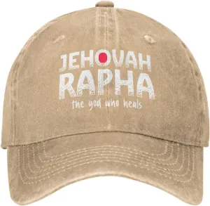 Vintage Jehovah Rapha The god who Heals Washed Cotton Baseball Cap,Original Adjustable Dad Hats,Black