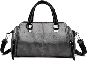 Vintage Leather Satchel Handbags for Women - Stylish Top Handle Crossbody Purse & Retro Shoulder Tote Bag (Brown)