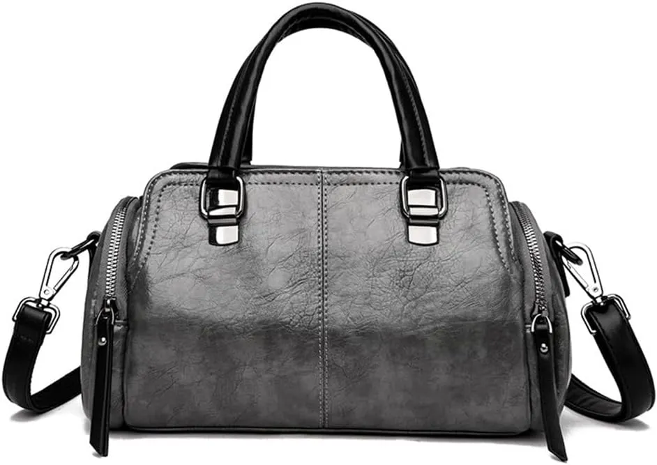 Vintage Leather Satchel Handbags for Women - Stylish Top Handle Crossbody Purse & Retro Shoulder Tote Bag (Brown)