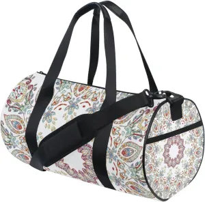 Vintage Mandala Porcelain Ceramic Tiles Islam, Arabic Indian, Motifs Portable Gym Bag, Travel Bag, Luggage bag, Sports Bag, Toiletry Bag with Handles, Detachable Shoulder Strap 17.6 x 9 x 9 inch