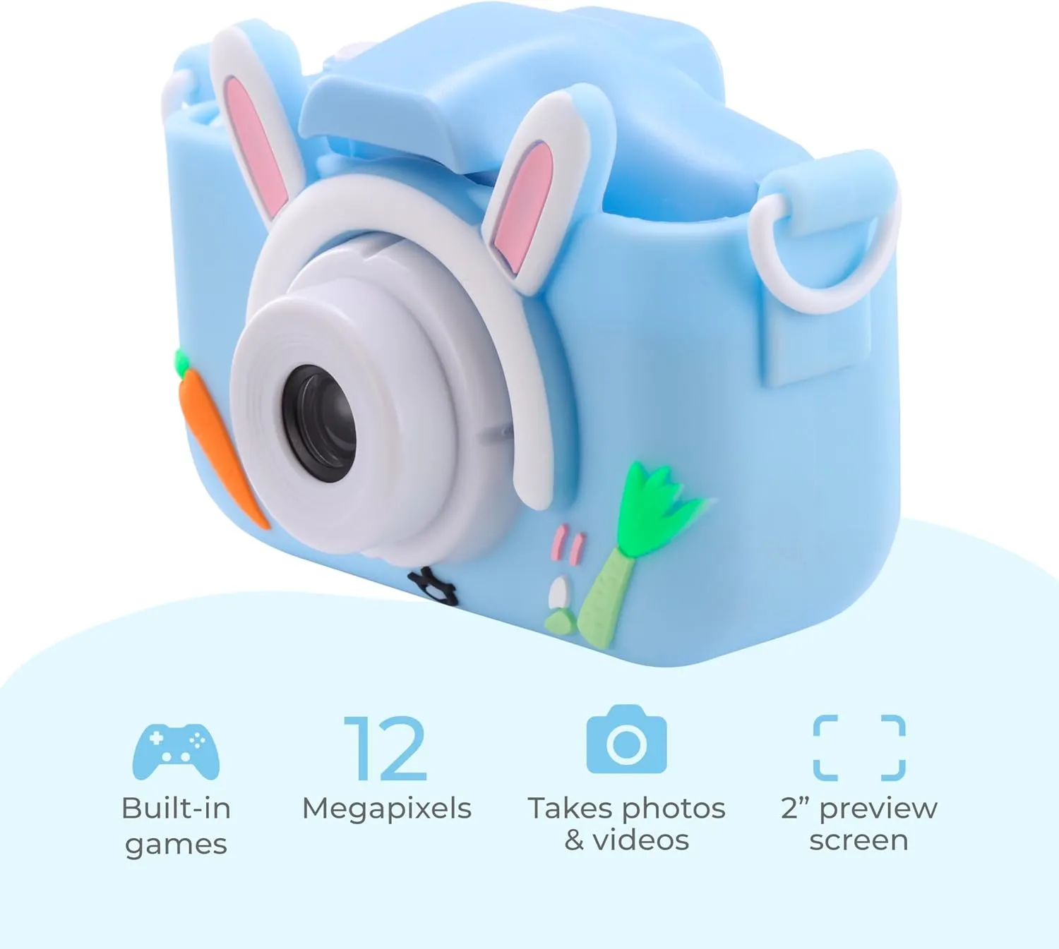 VIVITAR Kids Tech - Kids Camera 2" Screen for Joyful Moments - Snap 12MP Pics, Record 1080p HD Videos, Build in Games, Durable Drop-Proof Case, USB Rechargeable for Non-Stop Fun