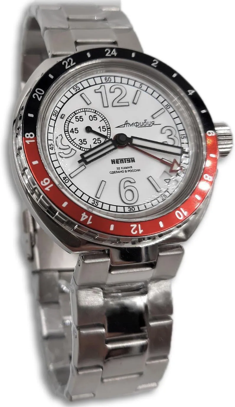 Vostok Neptune Amphibian 960761 Scuba Diving Russian Watches Mechanical Automatic Mens White