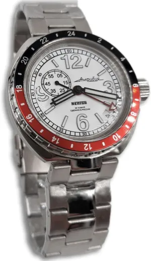 Vostok Neptune Amphibian 960761 Scuba Diving Russian Watches Mechanical Automatic Mens White