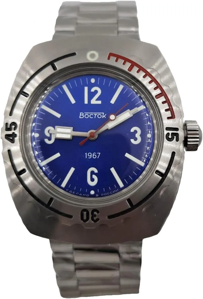 Vostok Original Mens Watch Amphibia 90081A Classic 1st Amphibia Design “1967” Mechanical Self-Winding Water Proof 200m