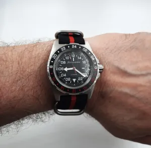 Vostok Original Mens Watch Komandirskie 95058B GMT Mechanical Self-Winding 24-Hours Dial Scale Water Proof 200m, Silver