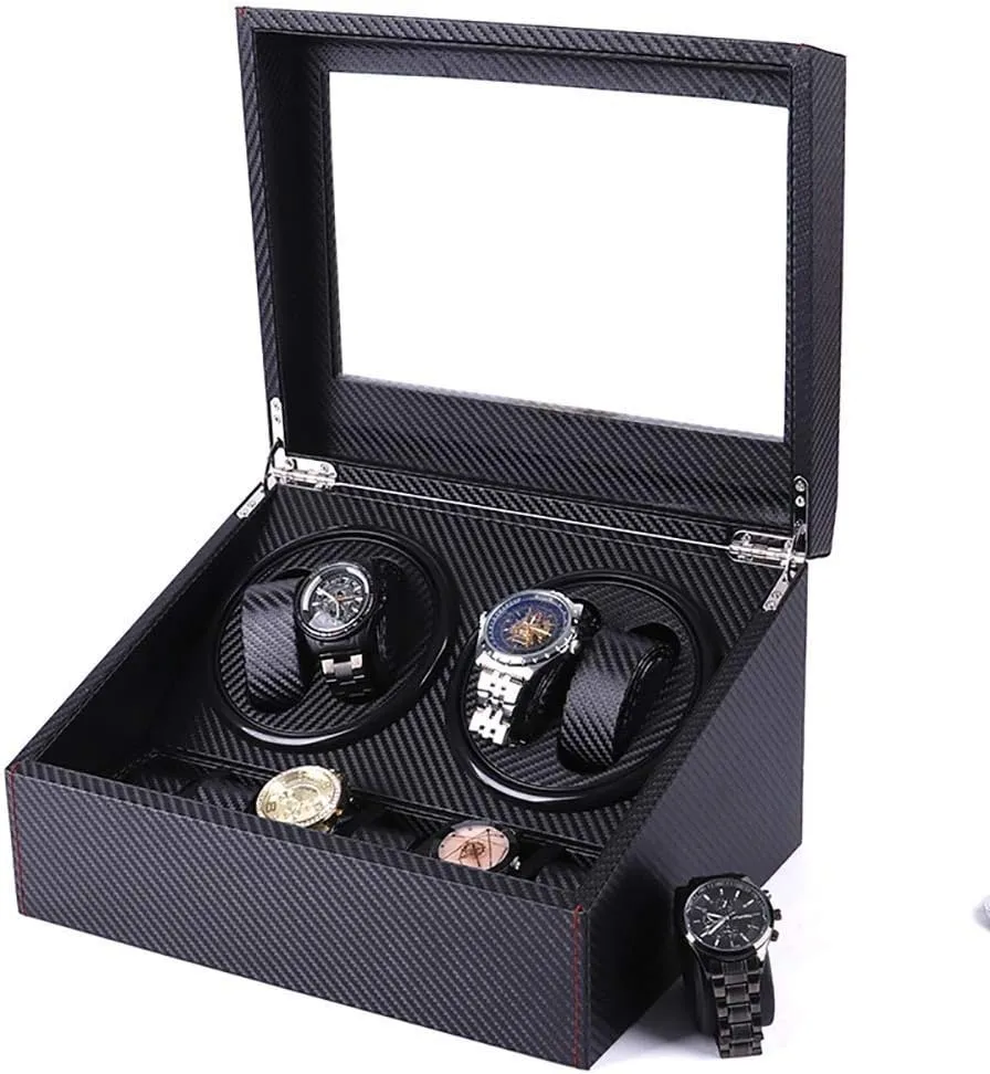 Watch Winder Automatic with Quiet Motor for All Automatic Mechanical Watches with Quiet Motor Ac Adapter Or Powered Black Watch Winder,Automatic Watch Winder Box for