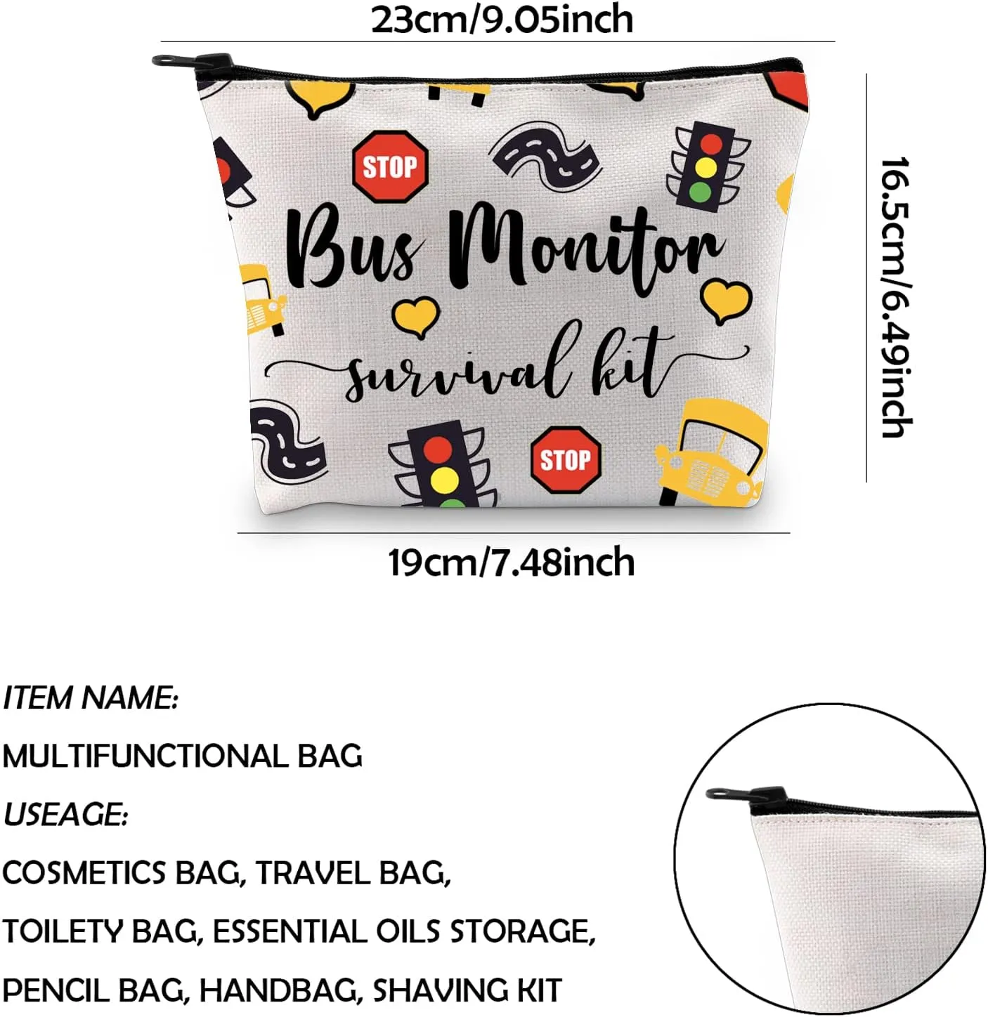 WCGXKO Bus Monitor Survival Kit Zipper Pouch Makeup Bag