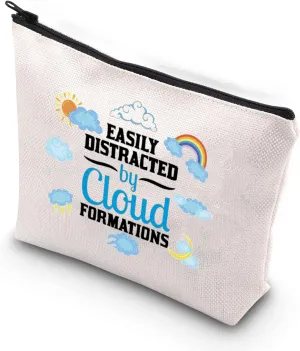 WCGXKO Easily Distracted By Cloud Formations Funny Meteorologist Cosmetic Bag Gift For Him (Cloud Formations)