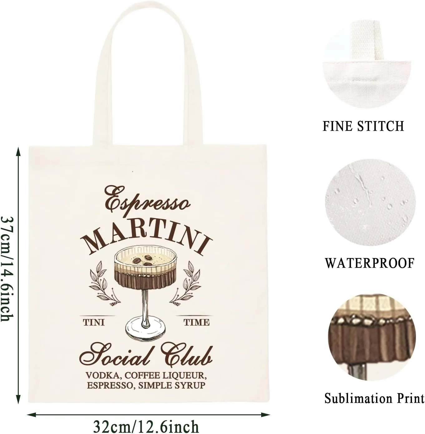 WCGXKO Espresso Martini Gift Espresso Martini Bachelor Bachelorette Party Zipper Pouch Makeup Bag (SYRUP tote)