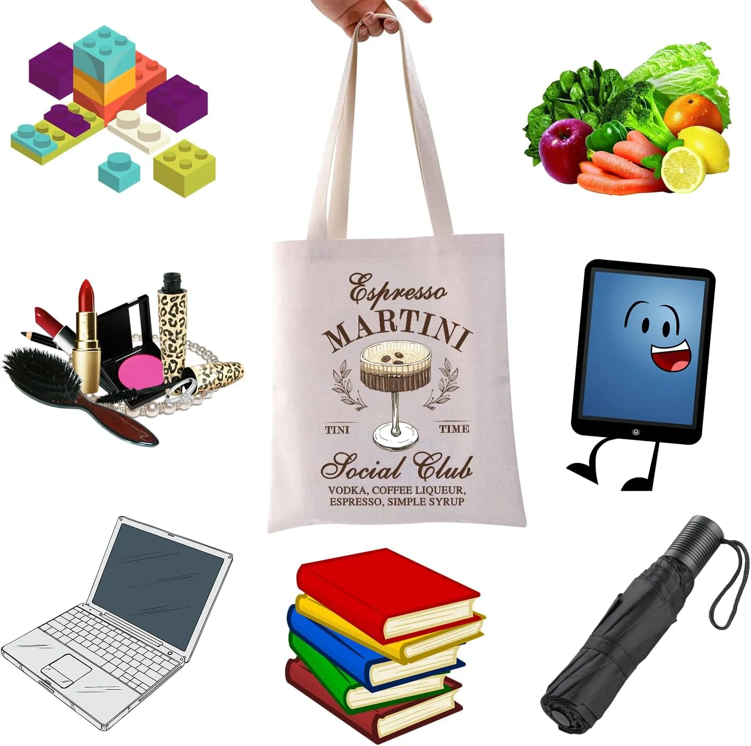 WCGXKO Espresso Martini Gift Espresso Martini Bachelor Bachelorette Party Zipper Pouch Makeup Bag (SYRUP tote)