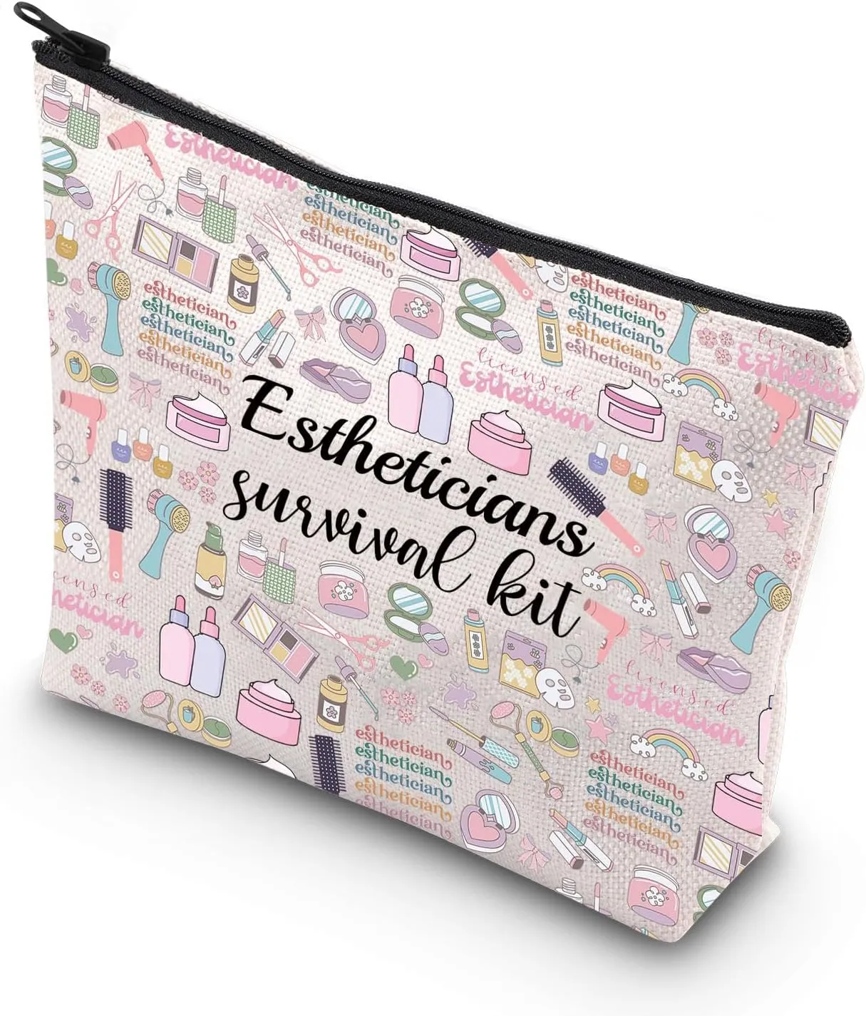 WCGXKO Estheticians Survival Kit Zipper Pouch Makeup Bag Gift for Beautician Beauty Artist (Esthetician se)
