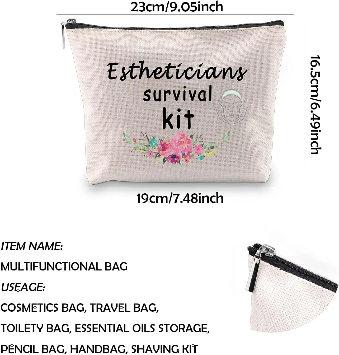 WCGXKO Estheticians Survival Kit Zipper Pouch Makeup Bag Gift for Beautician Beauty Artist (Estheticians Survival)